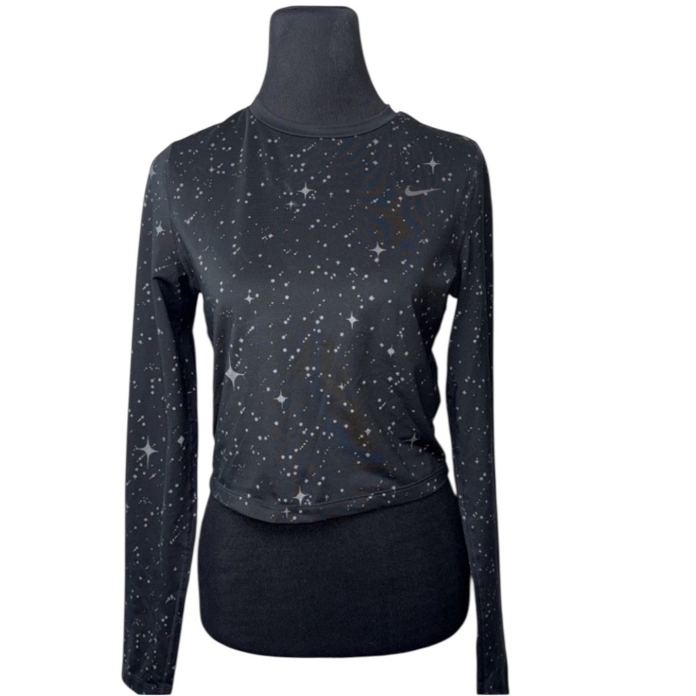 Nike Dri Fit Celestial Starry Night Fitness Training Crop Top Womens Shirts SZ M